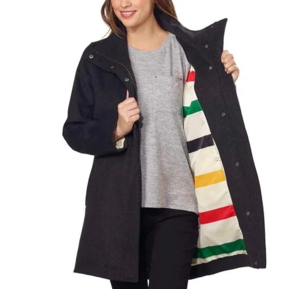 Pendleton Women's Water Resistant Cascade Wool Campbell Coat Jacket Grey Sz XL